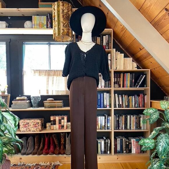Silk Pants Brown Vintage - Picture 1 of 7